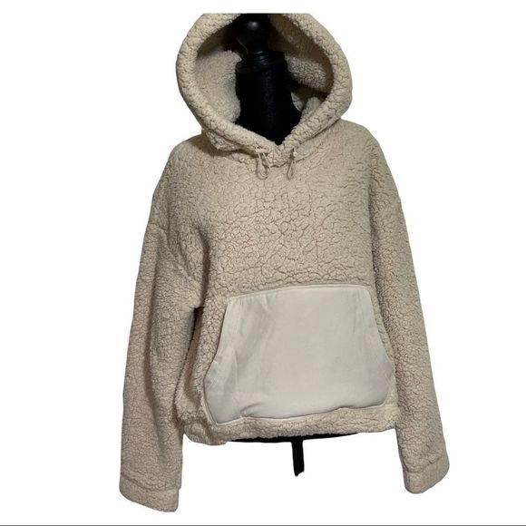 Zella New Small Cassie Faux Fur Shearling Pullover Hoodie - Picture 1 of 15
